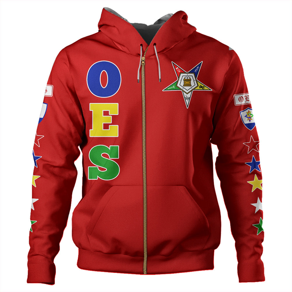 Order Of The Eastern Star Letter Red Zip Hoodie