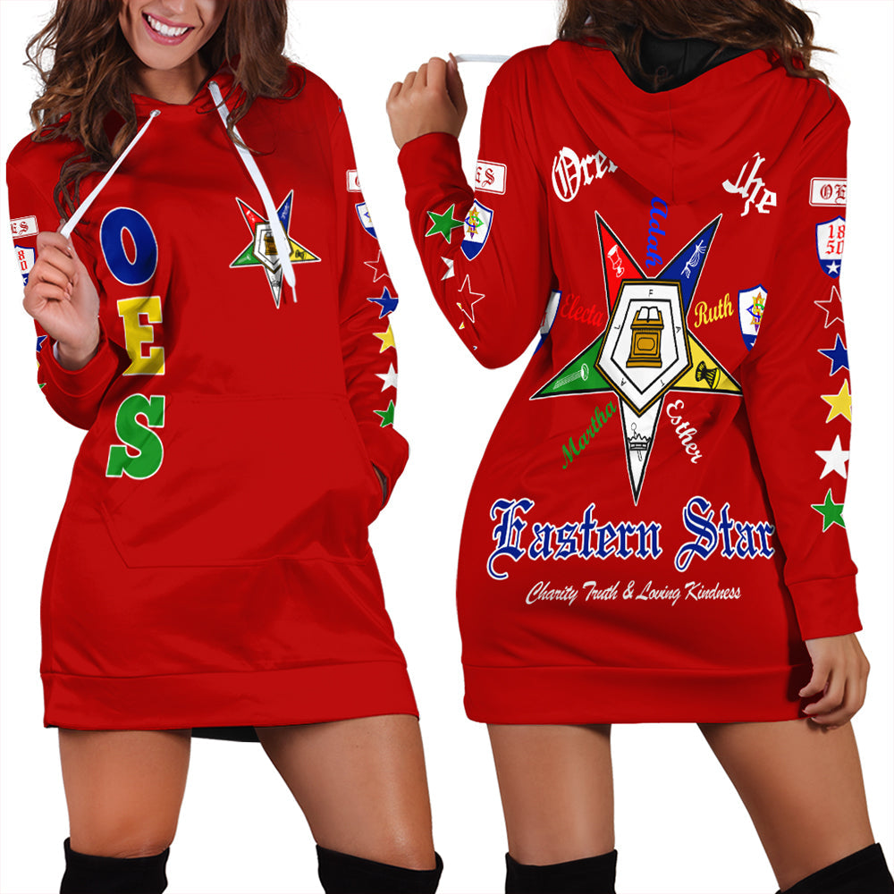 Order Of The Eastern Star Letter Red Hoodie Dress