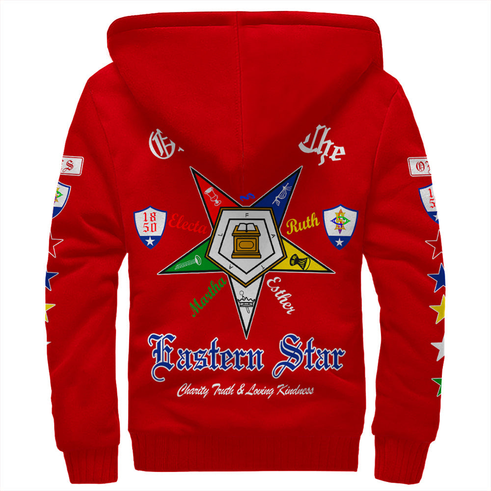 Order Of The Eastern Star Letter Red Sherpa Hoodie