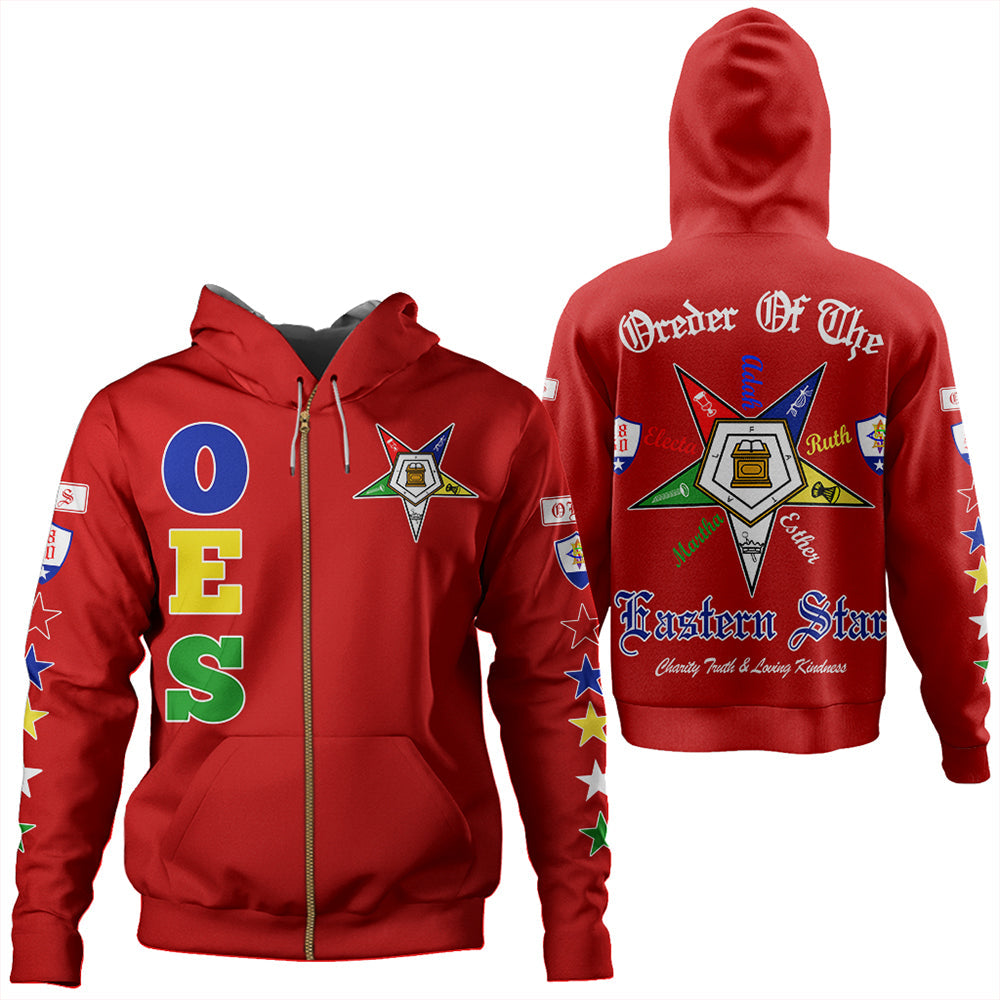 Order Of The Eastern Star Letter Red Zip Hoodie