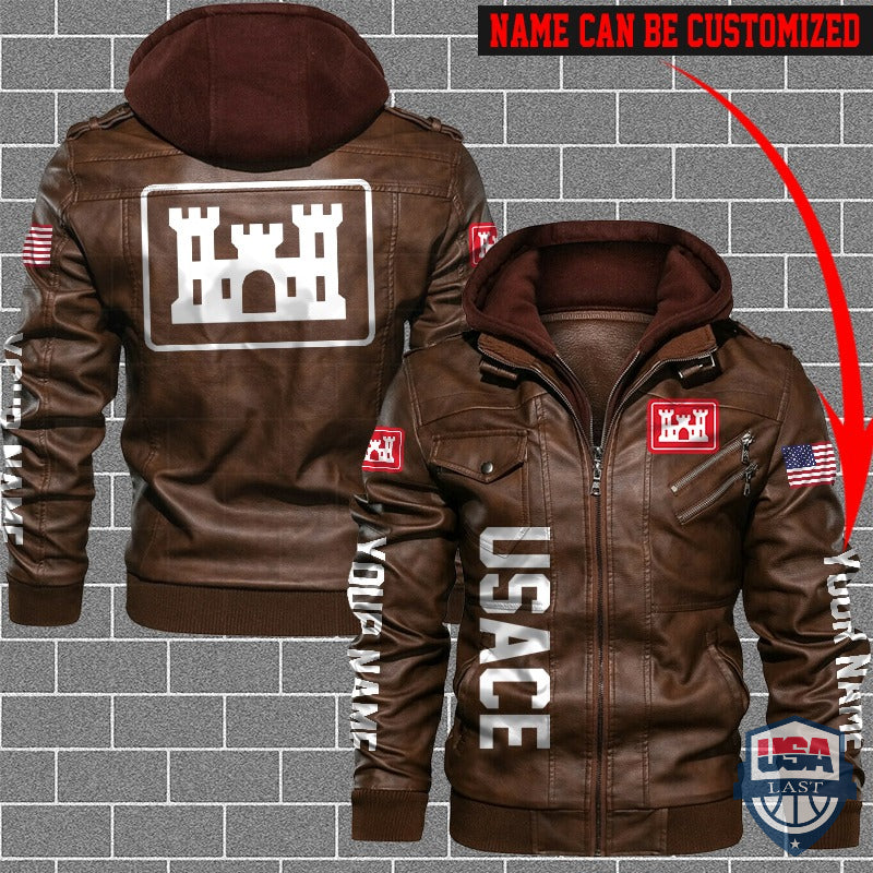 US Army Corps of Engineers Custom Name Leather Jacket - HVsun