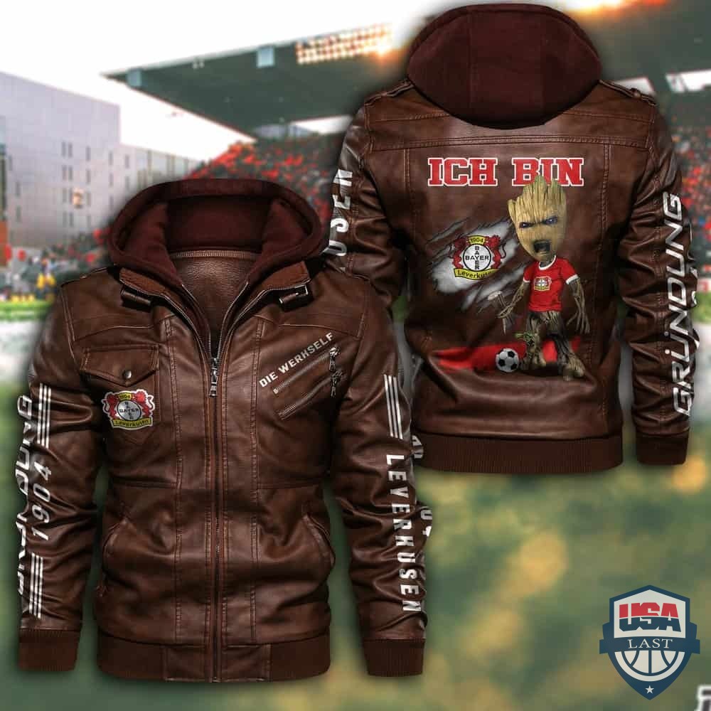 Bayer 04 Leverkusen FC Hooded Leather Jacket - HVsun