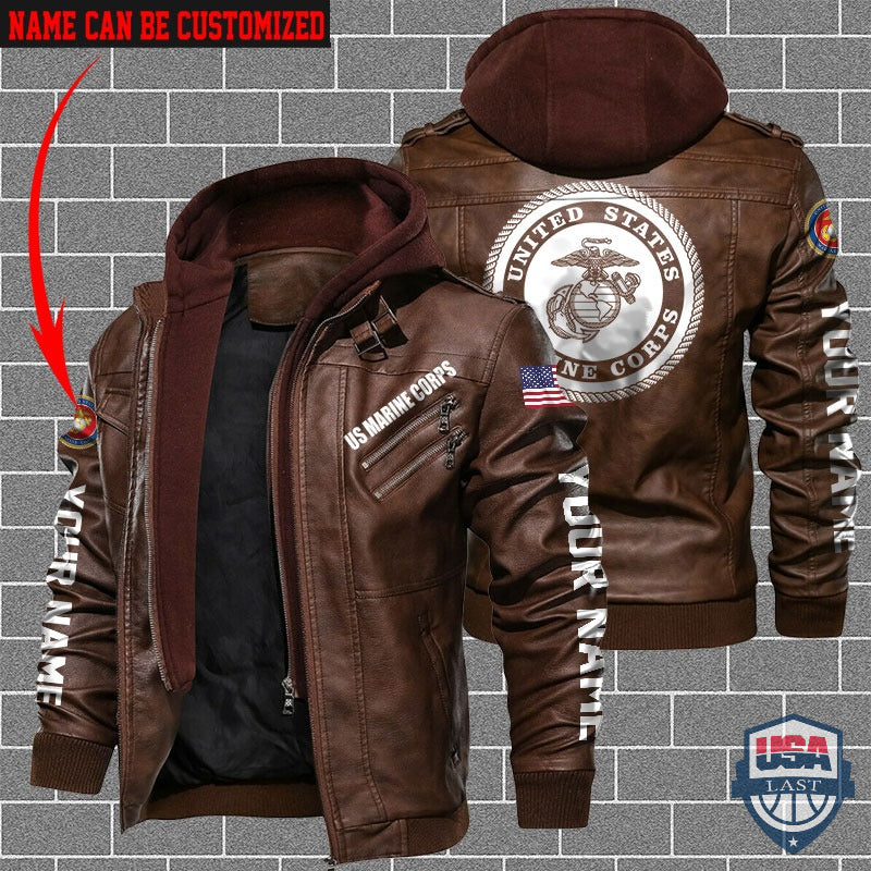 USMC Custom Name Leather Jacket - HVsun