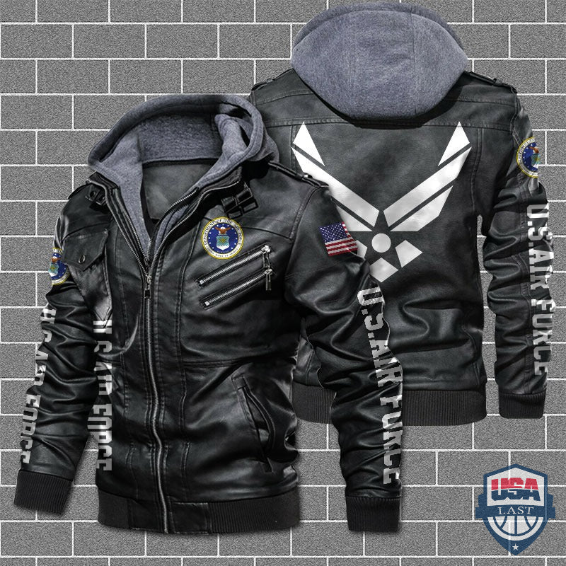 United States Air Force Hooded Leather Jacket - HVsun