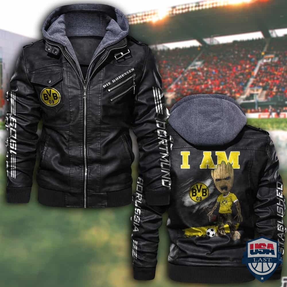 Borussia Dortmund FC Hooded Leather Jacket - HVsun