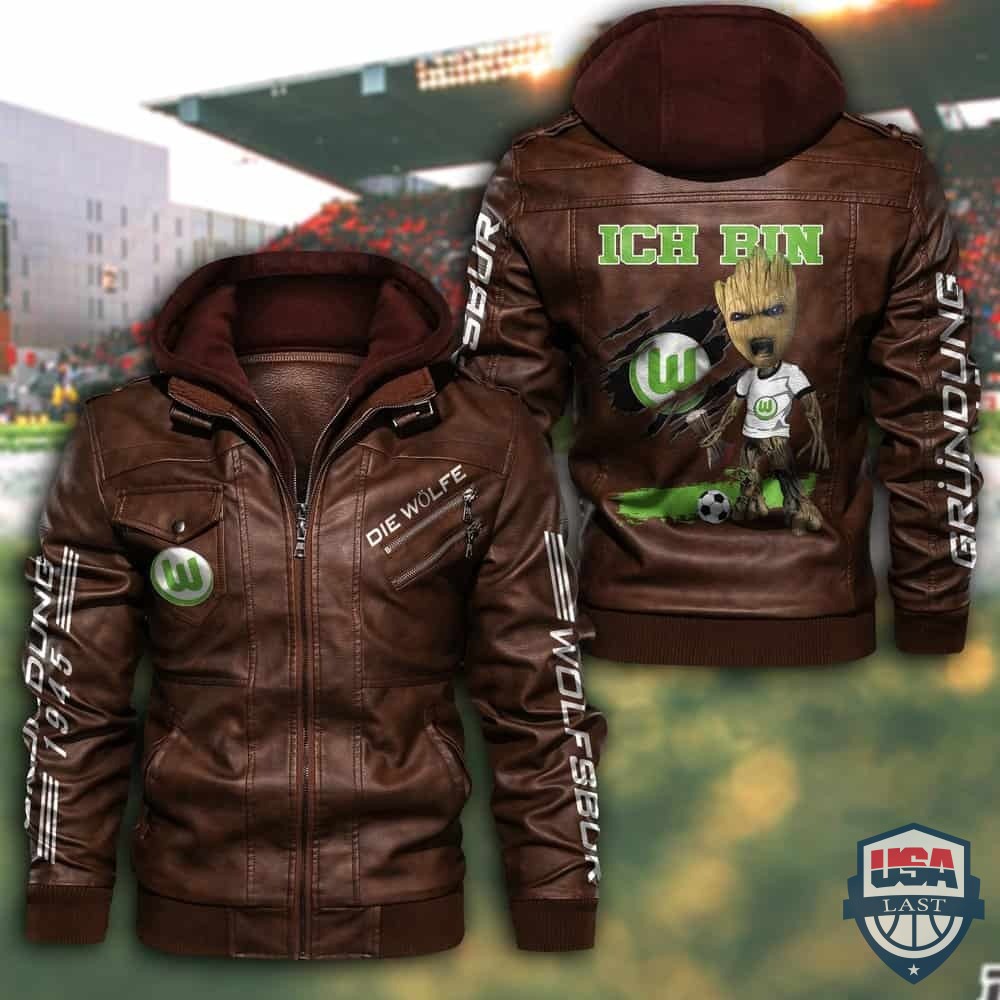 VfL Wolfsburg FC Hooded Leather Jacket - HVsun