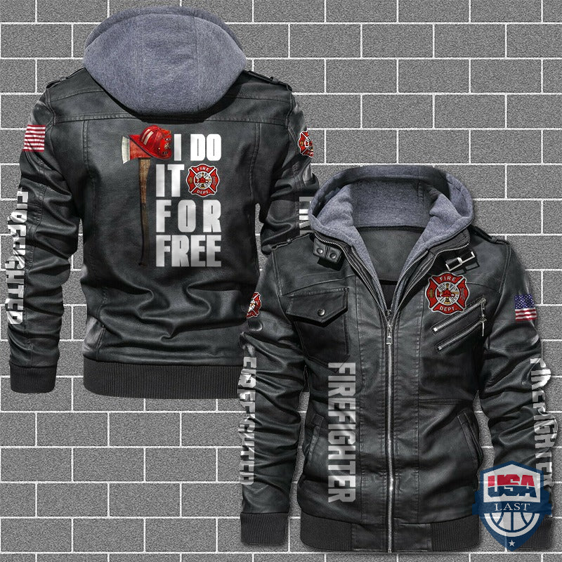 Firefighter I Do It For Free US Flag Leather Jacket - HVsun