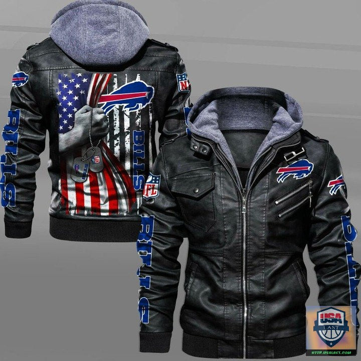 Buffalo Bills Military Dog Tag Leather Jacket - HVsun
