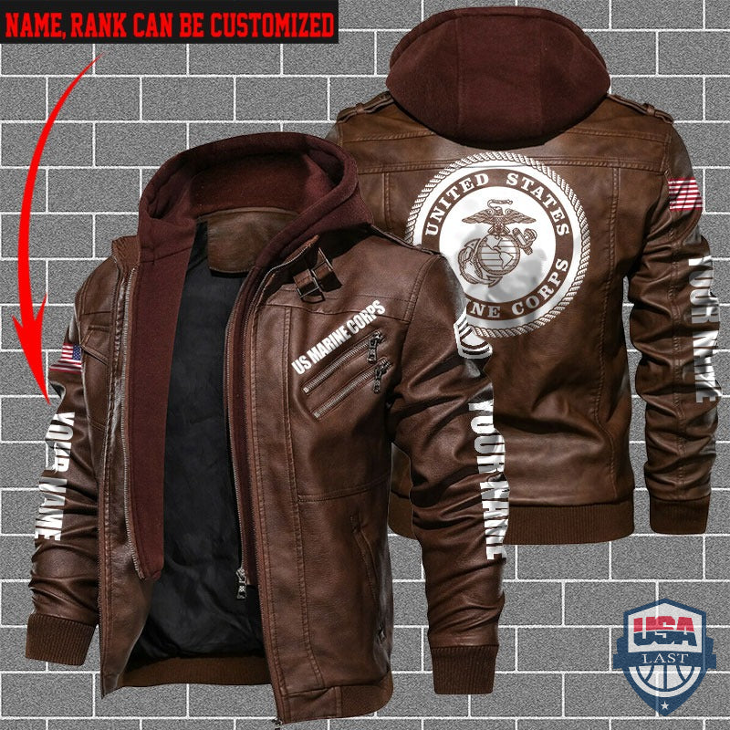 Personalized US Marine Corps Leather Jacket - HVsun