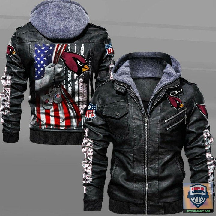 Arizona Cardinals Military Dog Tag Leather Jacket - HVsun
