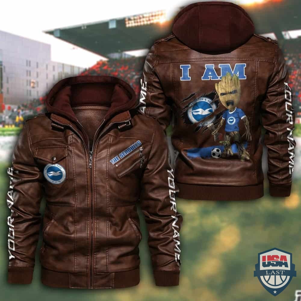 Customize Groot I Am Brighton & Hove Albion Fan Leather Jacket - USALast