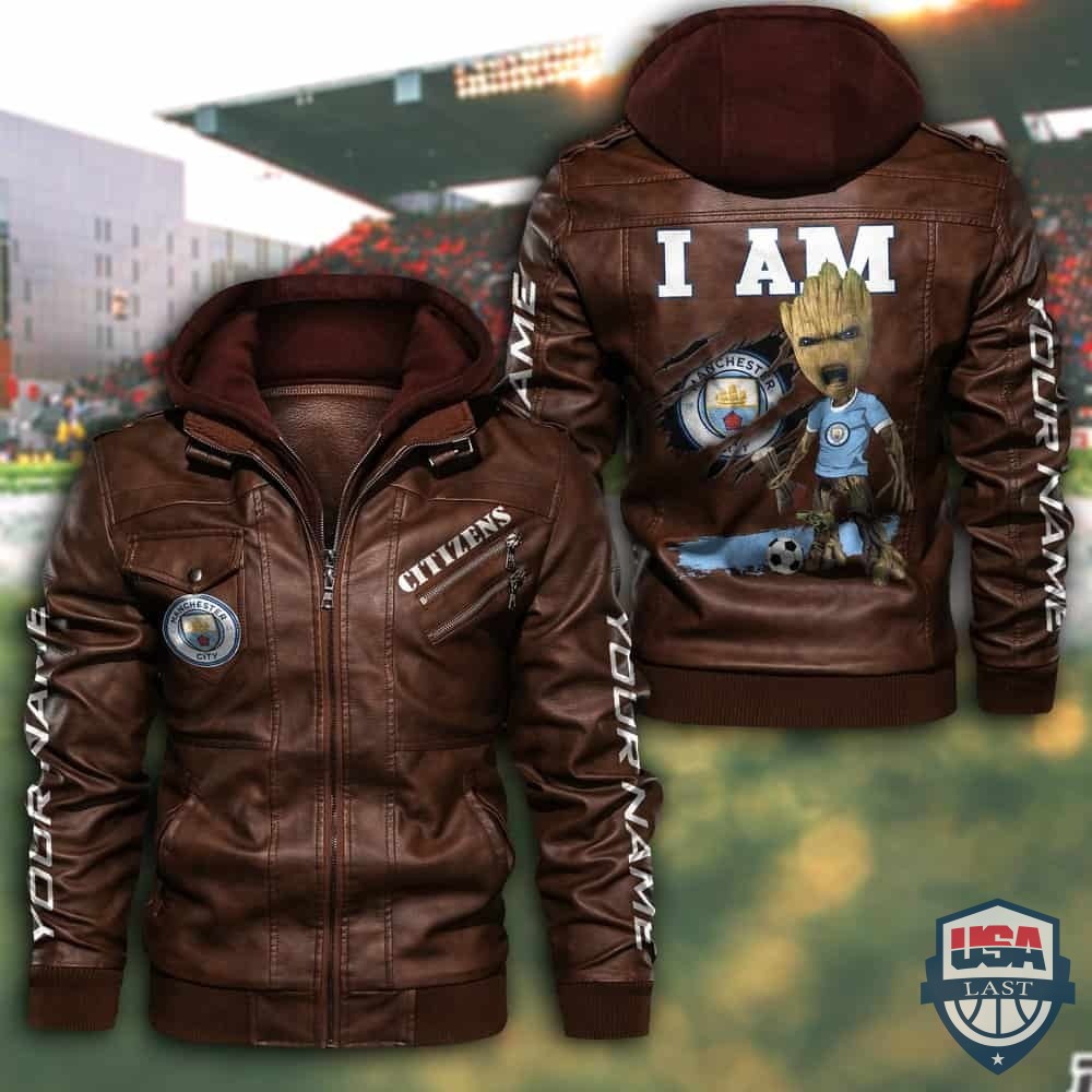 Customize Groot I Am Manchester City Fan Leather Jacket - USALast