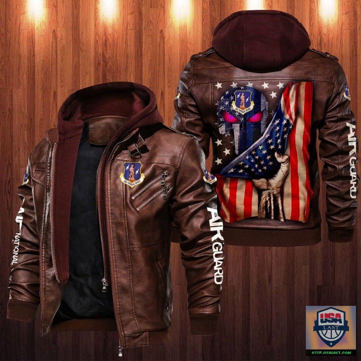 Air National Guard Punisher Skull Leather Jacket - HVsun