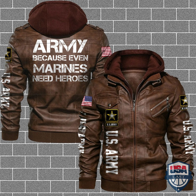 US Army Because Even Marines Need Heroes Leather Jacket - HVsun