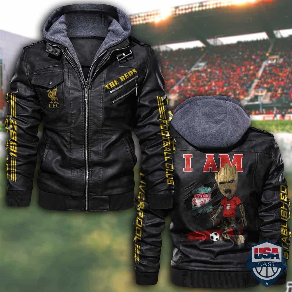Liverpool FC Baby Groot Hooded Leather Jacket - HVsun