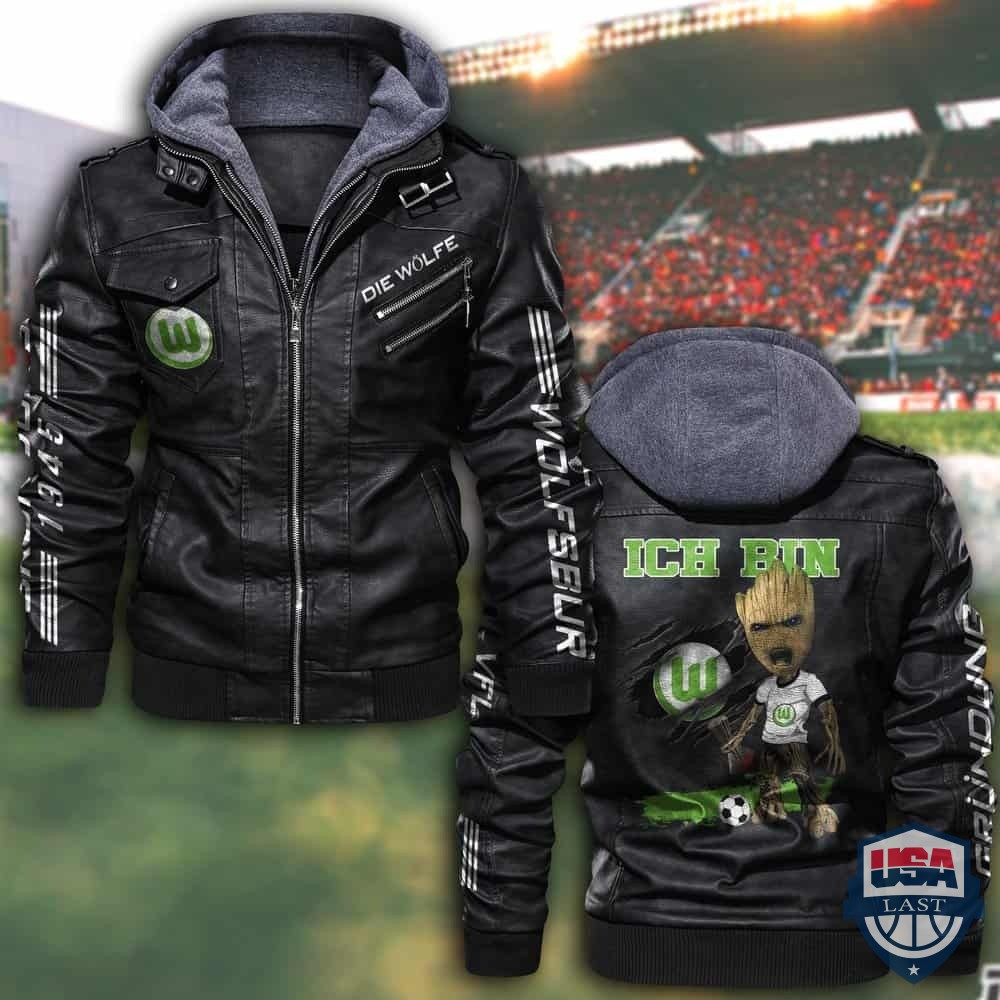VfL Wolfsburg FC Hooded Leather Jacket - HVsun