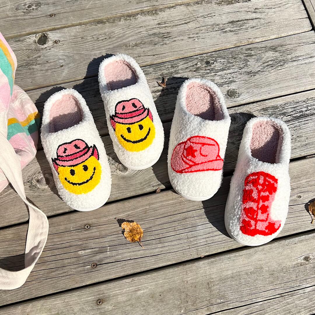 Smiley Face Cowgirl Slippers