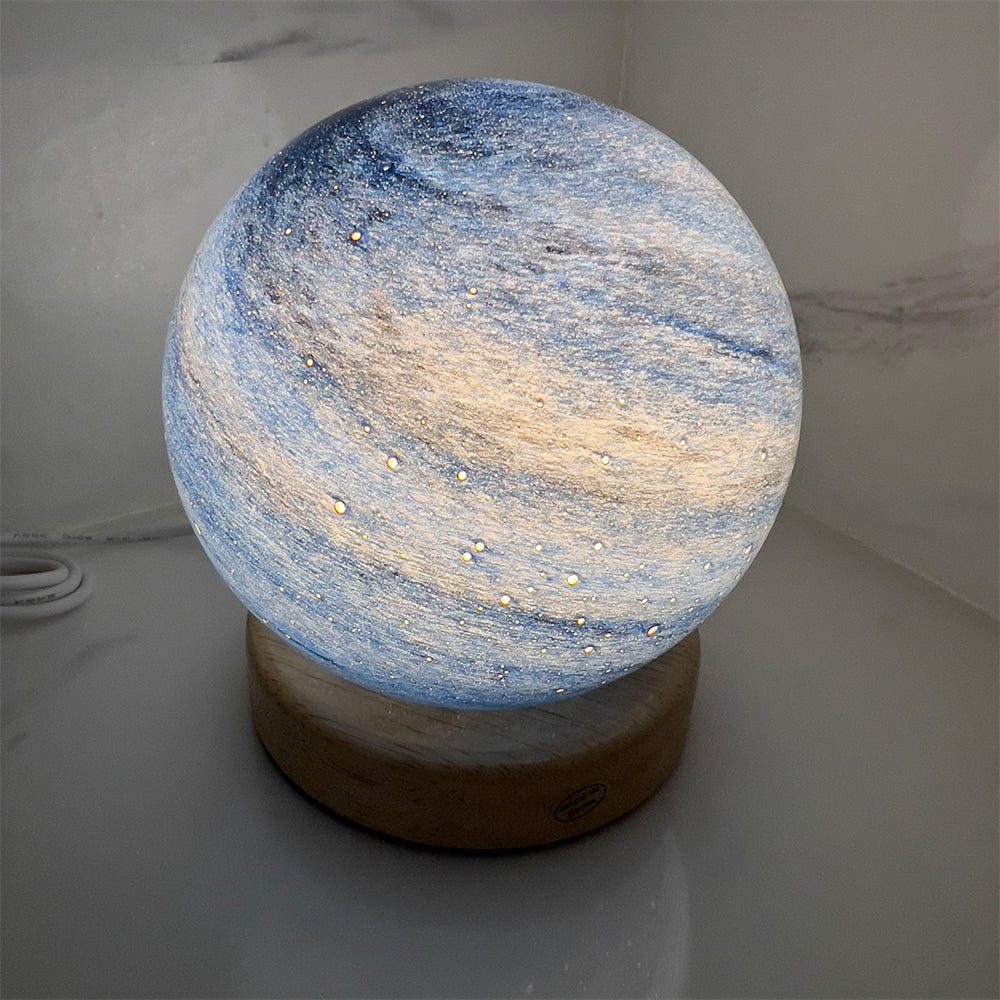 Galaxy Light LED Night Moon Lamp Planet Wood Stand-Blue