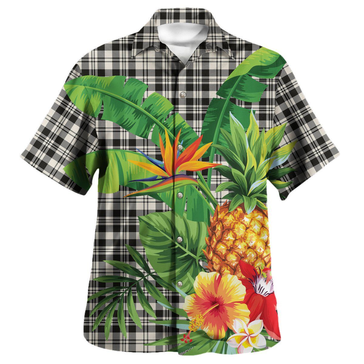 SCOTT BLACK & WHITE Ancient Tartan Aloha Shirt version 2