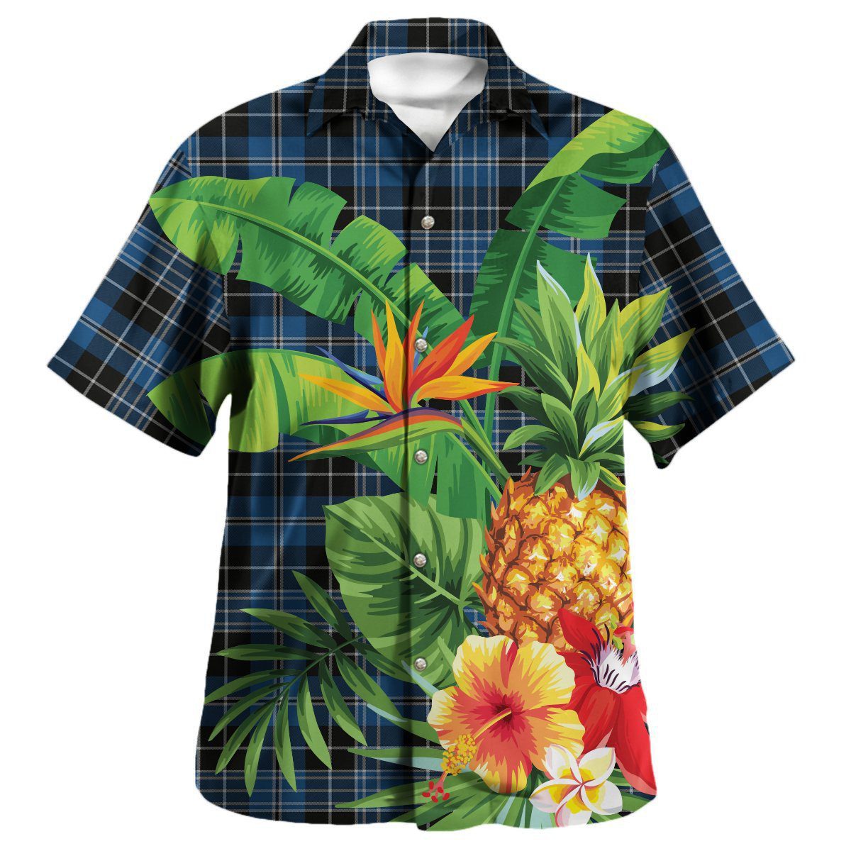 Clergy Blue Tartan Aloha Shirt version 2
