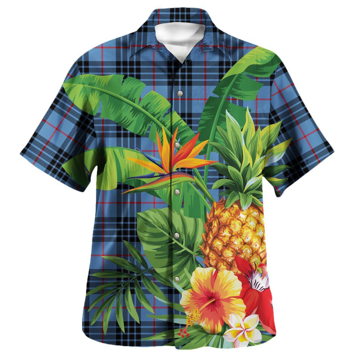 MacKay Blue Tartan Aloha Shirt version 2