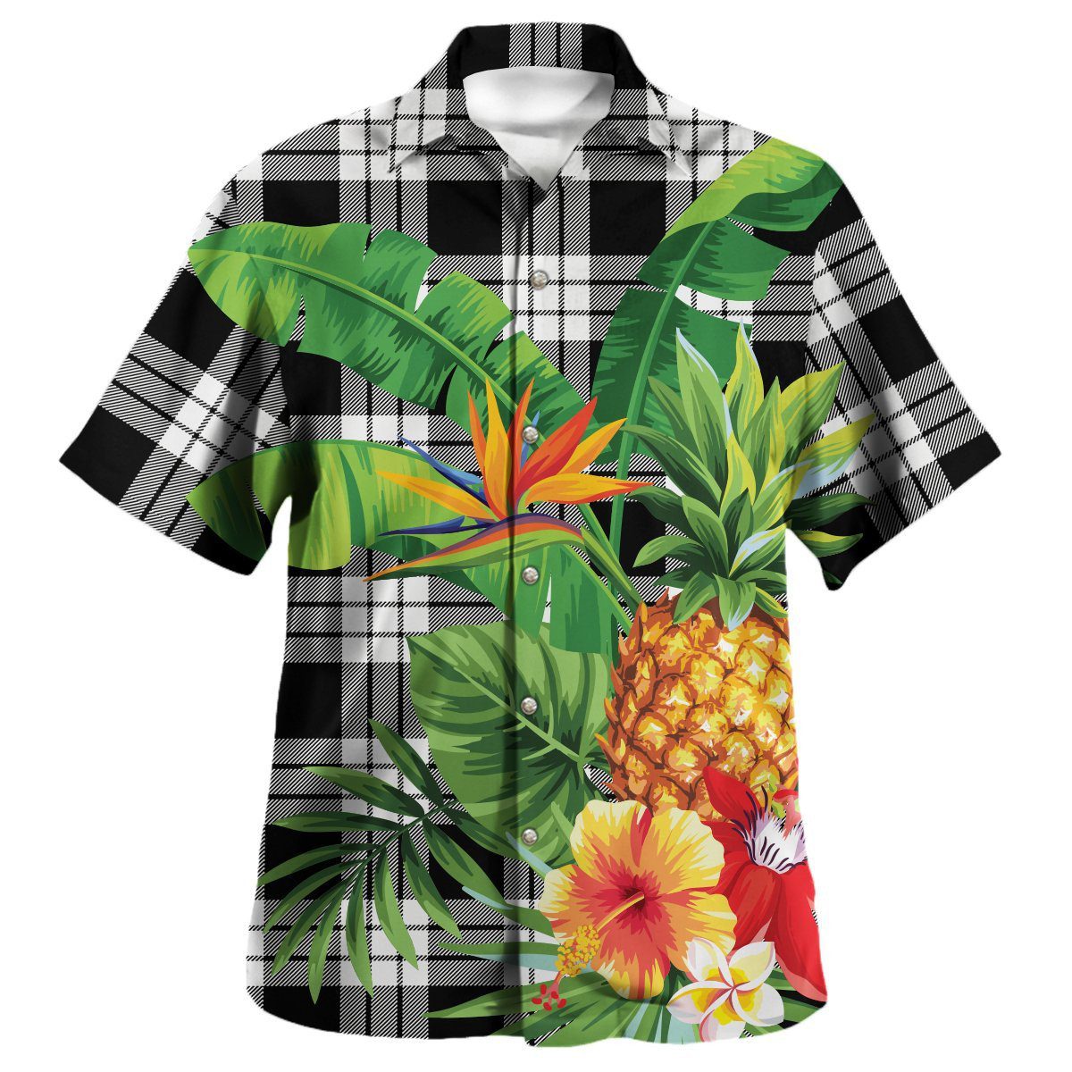 MacFarlane Black & White Tartan Aloha Shirt version 2