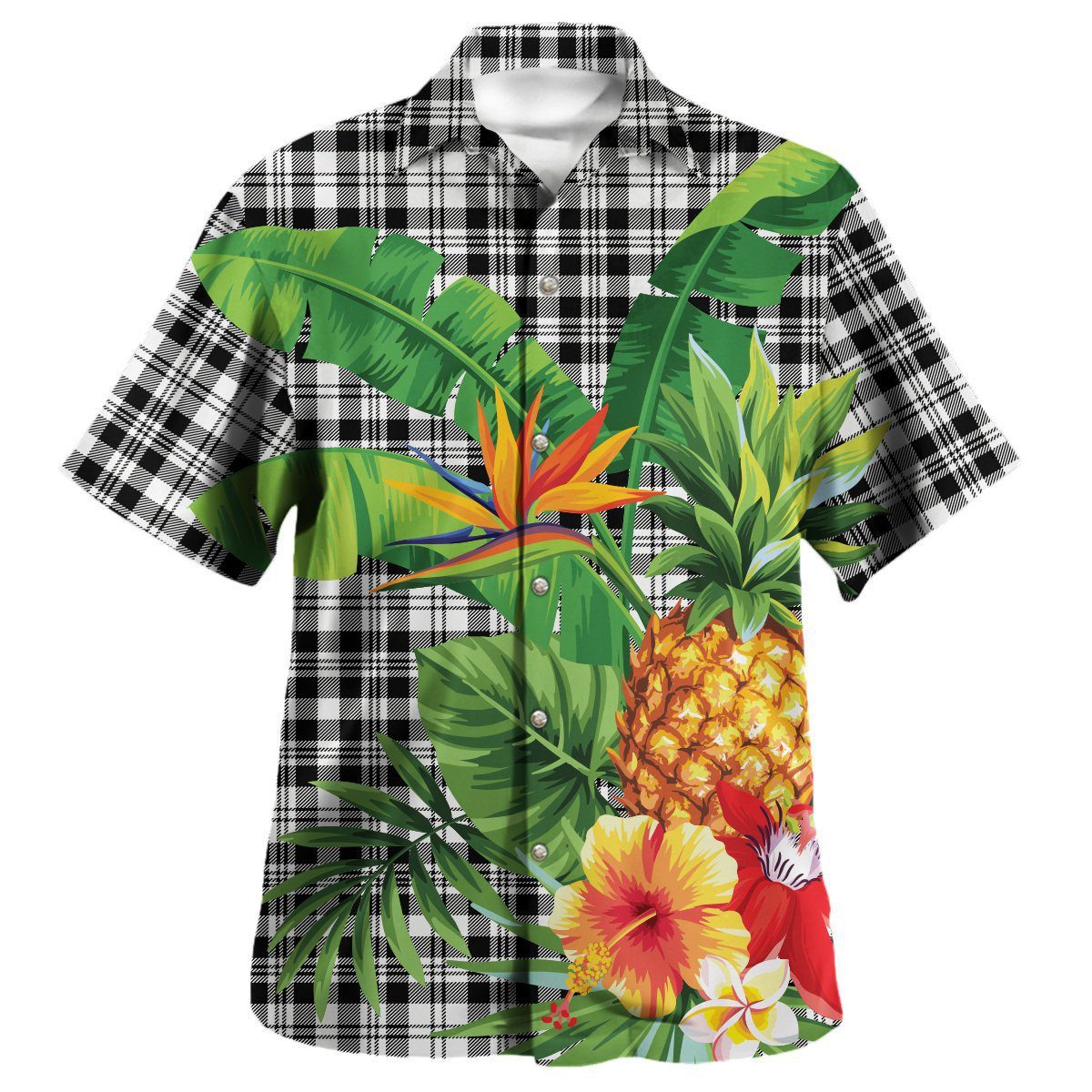SCOTT BLACK & WHITE Modern Tartan Aloha Shirt version 2