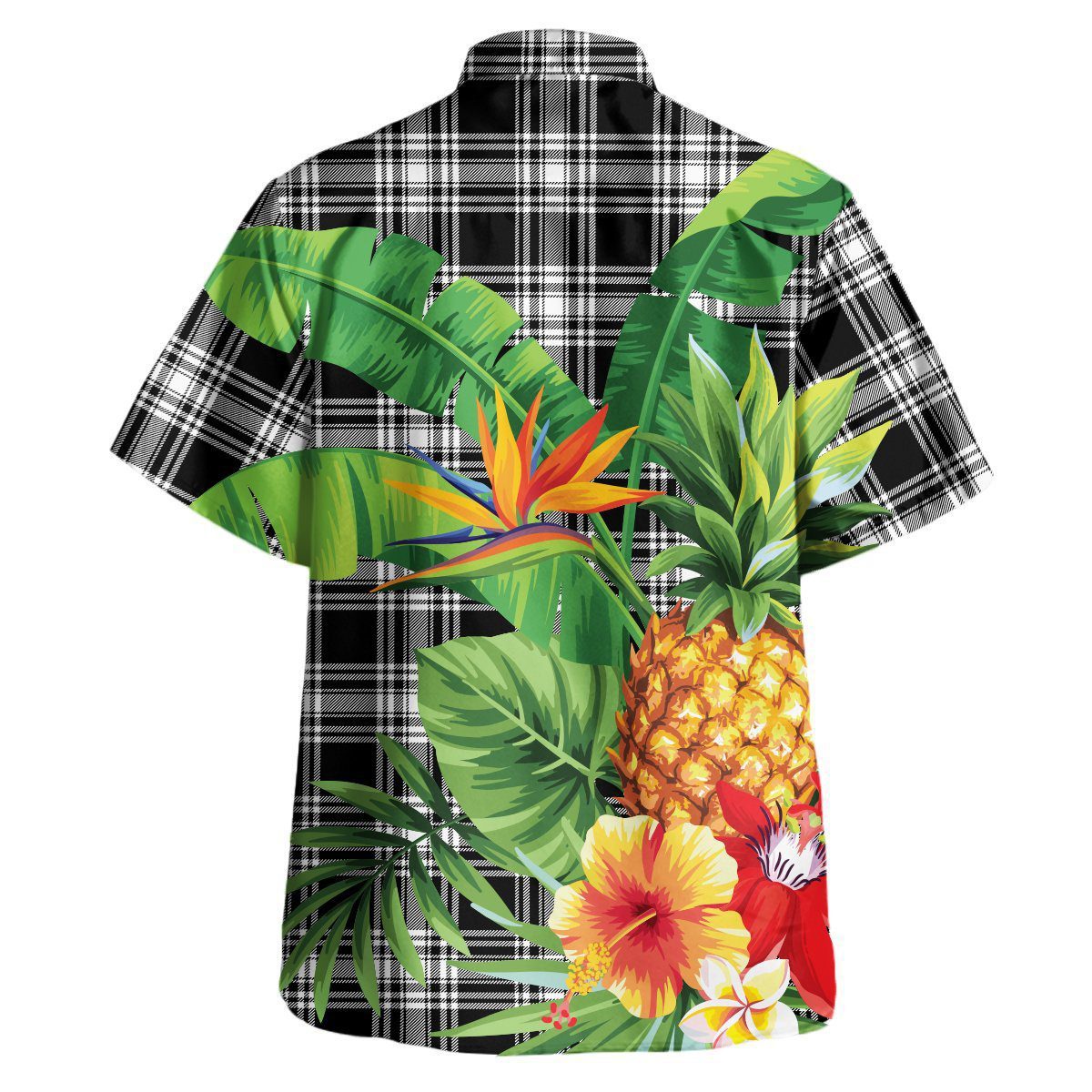 Menzies Black & White Modern Tartan Aloha Shirt version 2