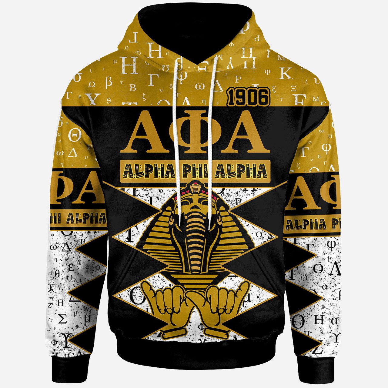 Alpha Phi Alpha Hoodie – Custom Alpha Phi Alpha Fraternity Greek Alphabet With Hand Sign And Sphinx Hoodie