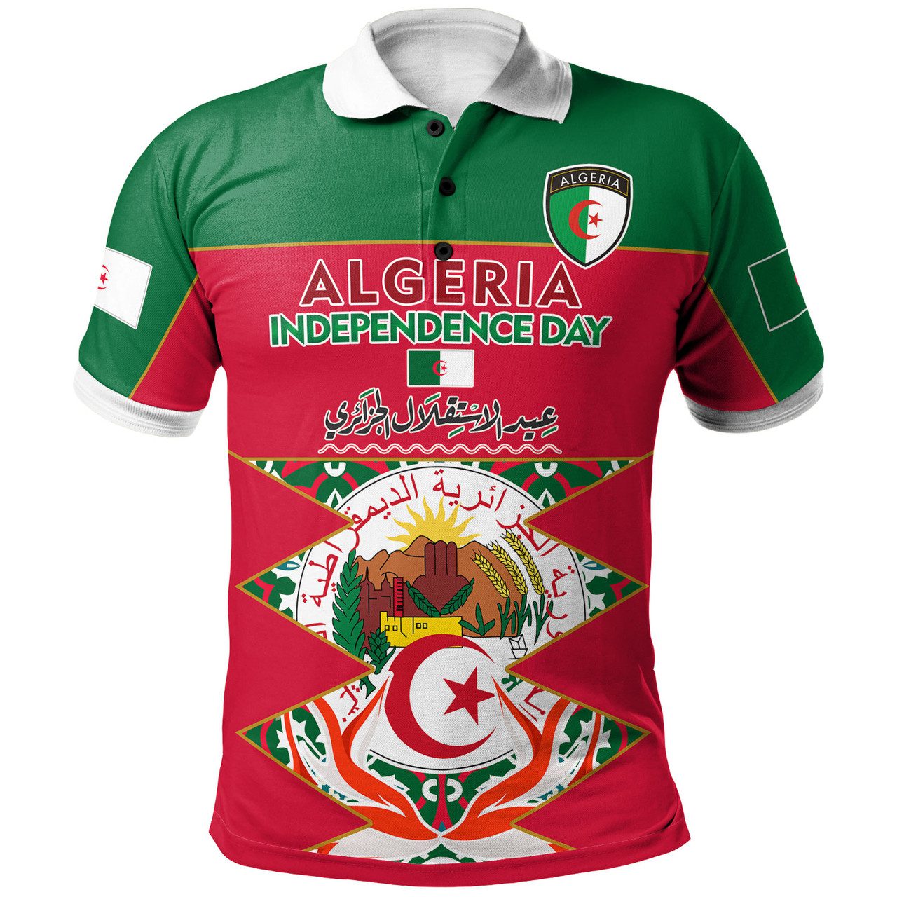 Algeria Polo Shirt – Custom Algeria Independence Day With Fennec Fox And National Emblem Polo Shirt
