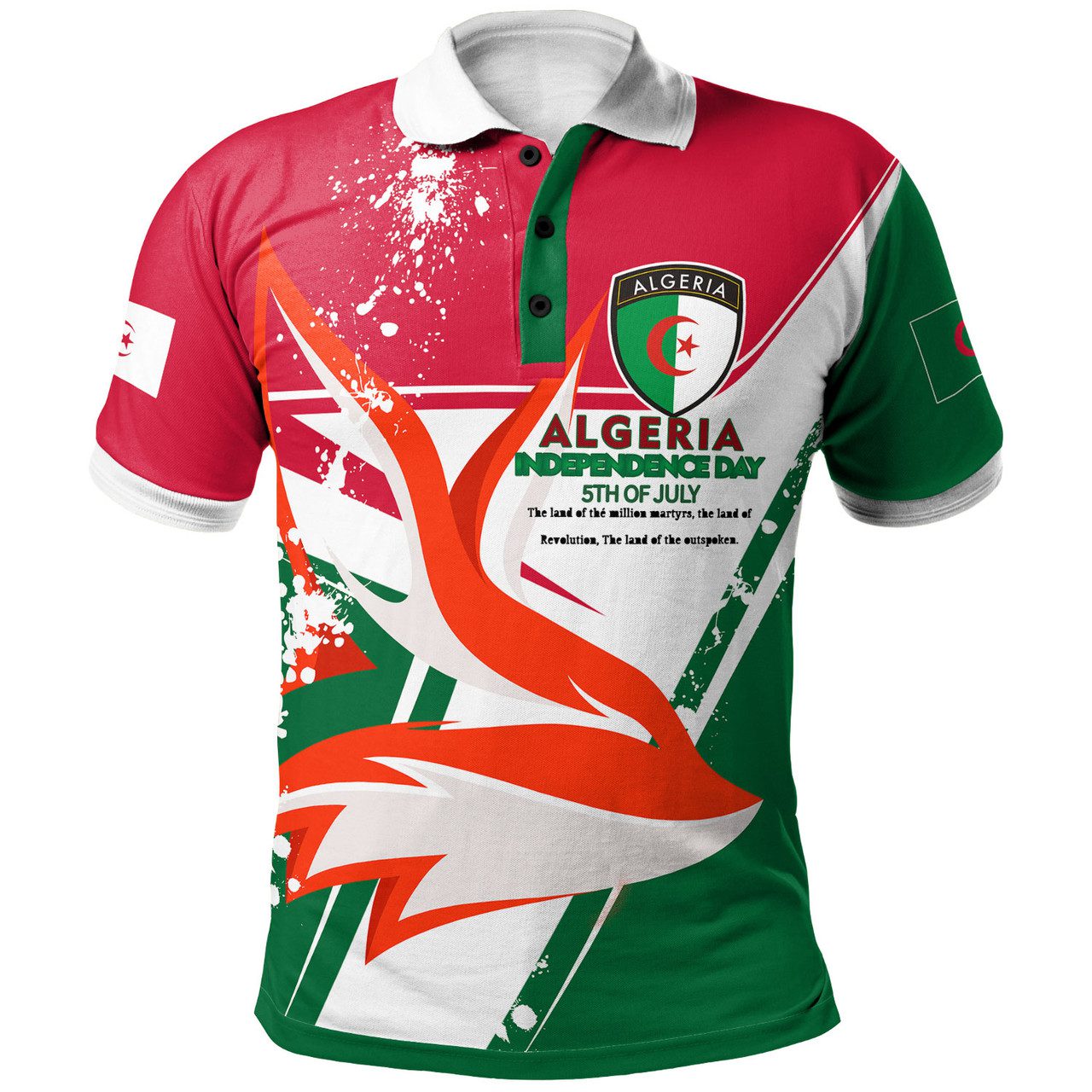 Algeria Polo Shirt – Custom Algeria Independence Day With Fennec Fox Splash Style Polo Shirt