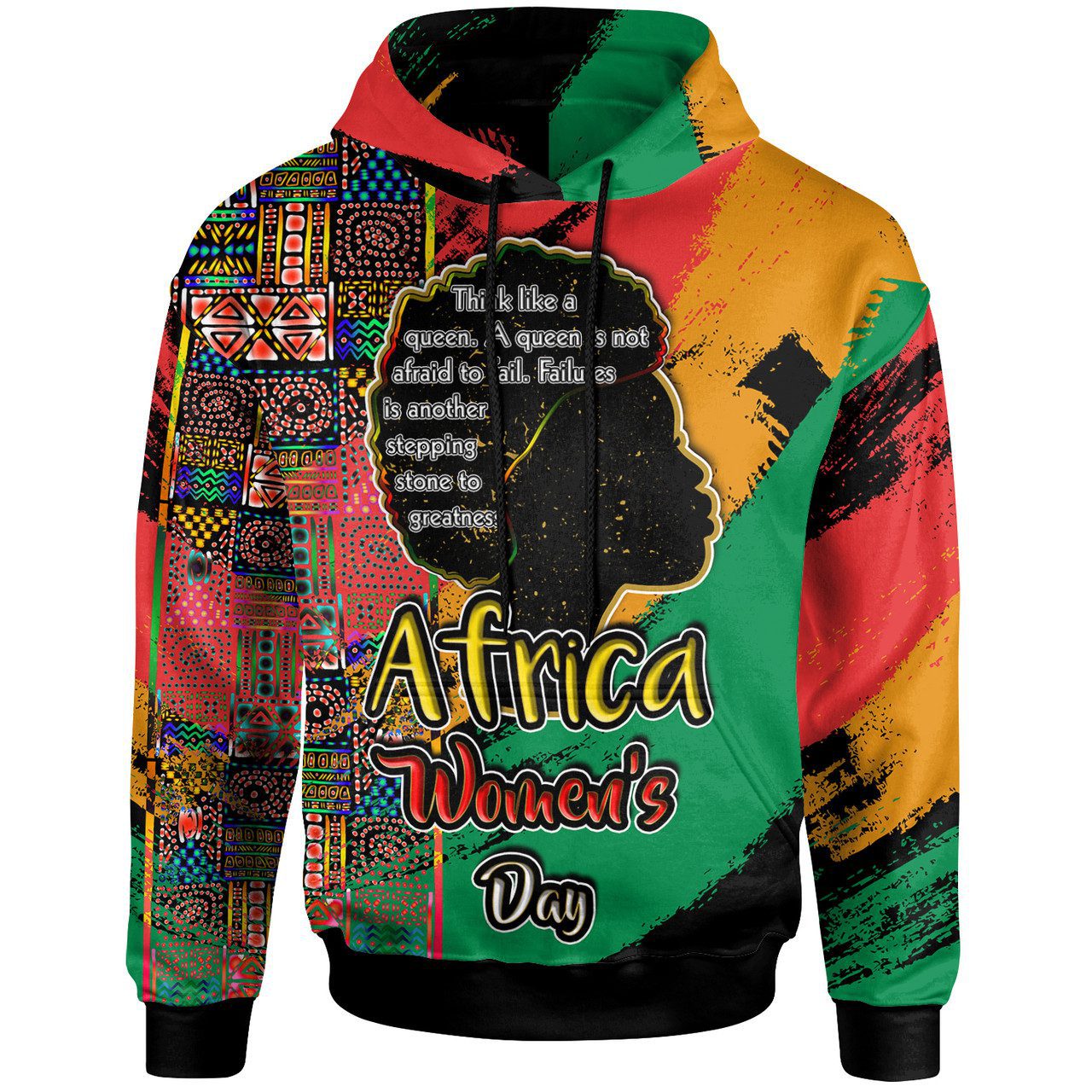African Woman Hoodie – Custom African Girl With Quotes Africa’s Woman’s Day Culture Hoodie