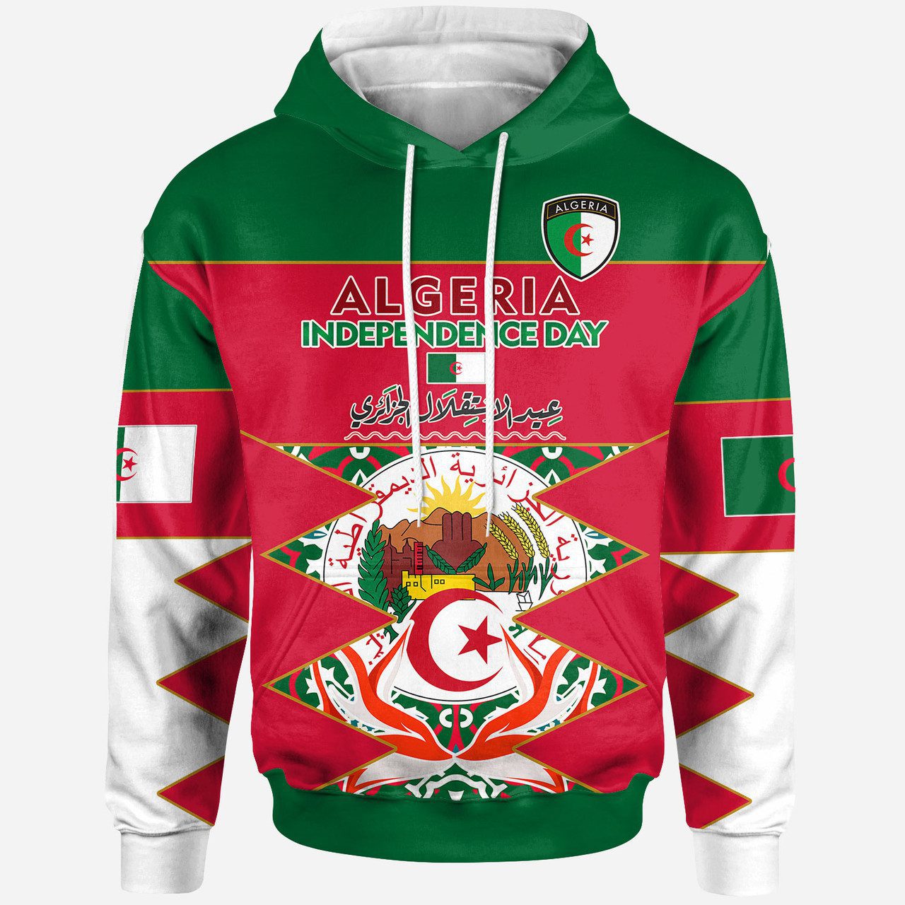 Algeria Hoodie – Custom Algeria Independence Day With Fennec Fox And National Emblem Hoodie
