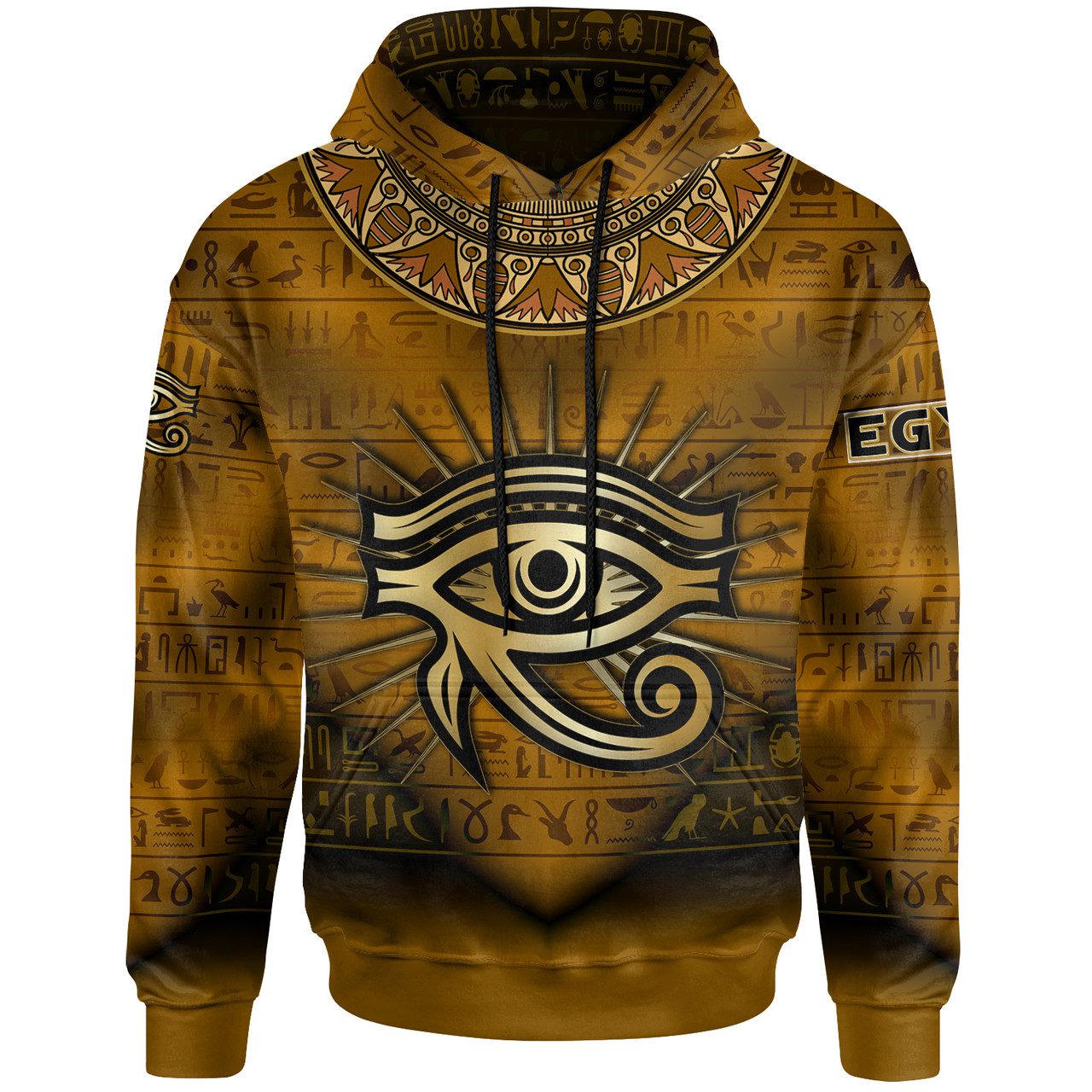 Egyptian Hoodie – Custom Egypty Horus Eye With Egyptian Pattern