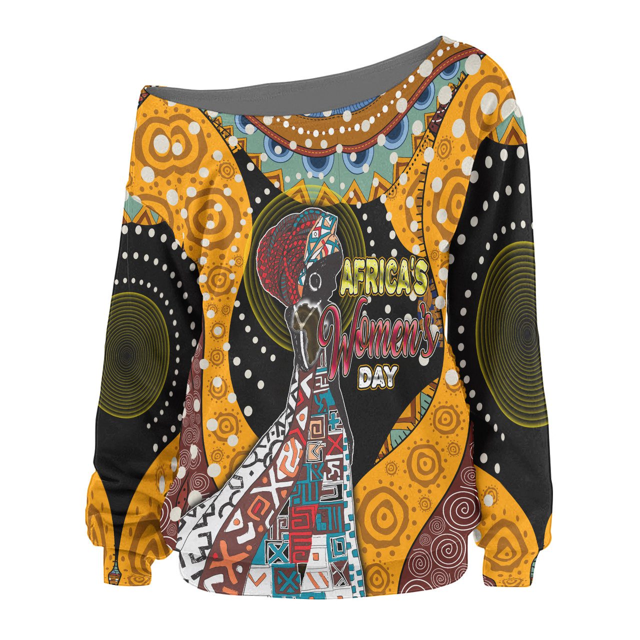 African Woman Off Shoulder Sweater – Custom African Women With African Pattern Off Shoulder Sweater