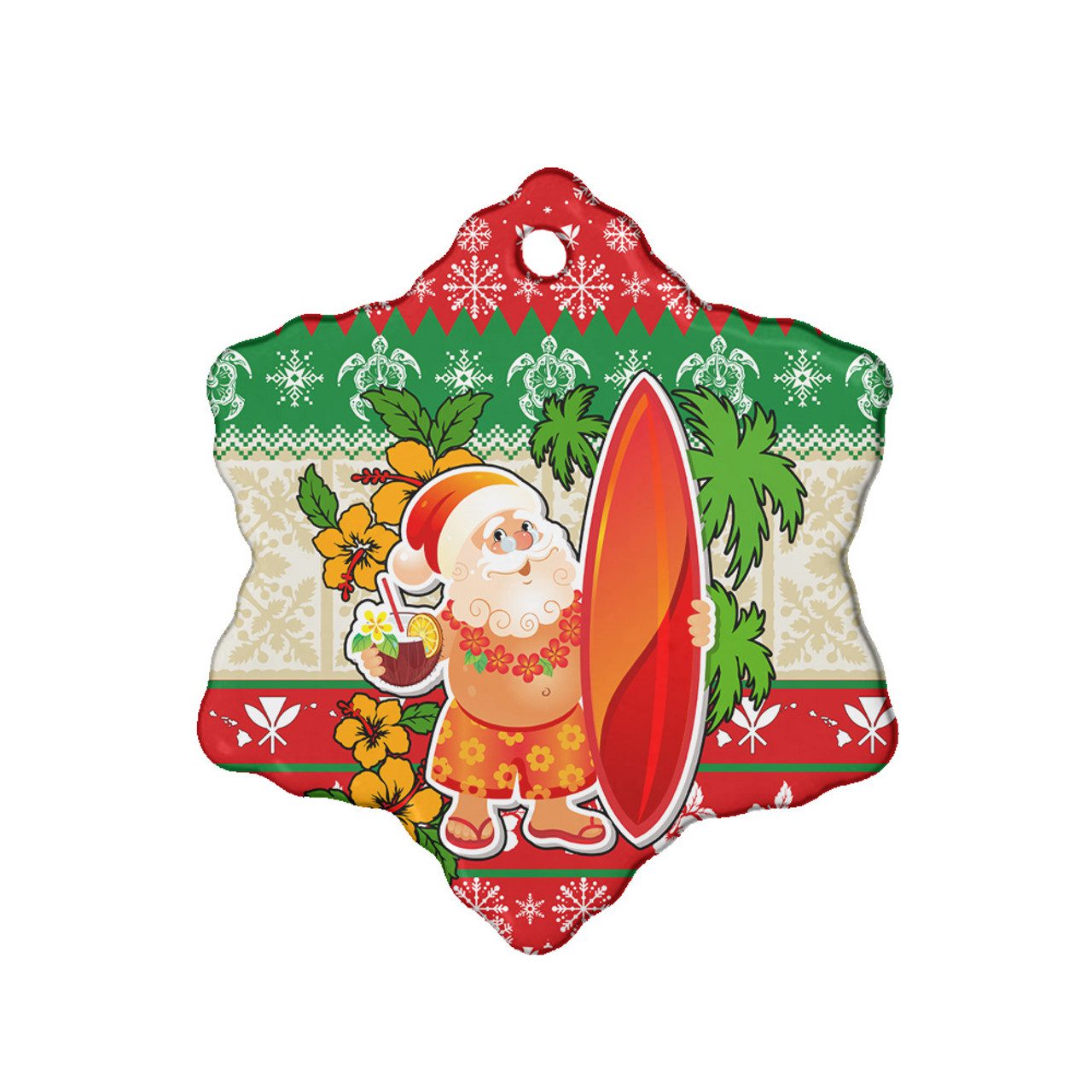 Hawaii Ceramic Ornament Christmas Santa Surfing