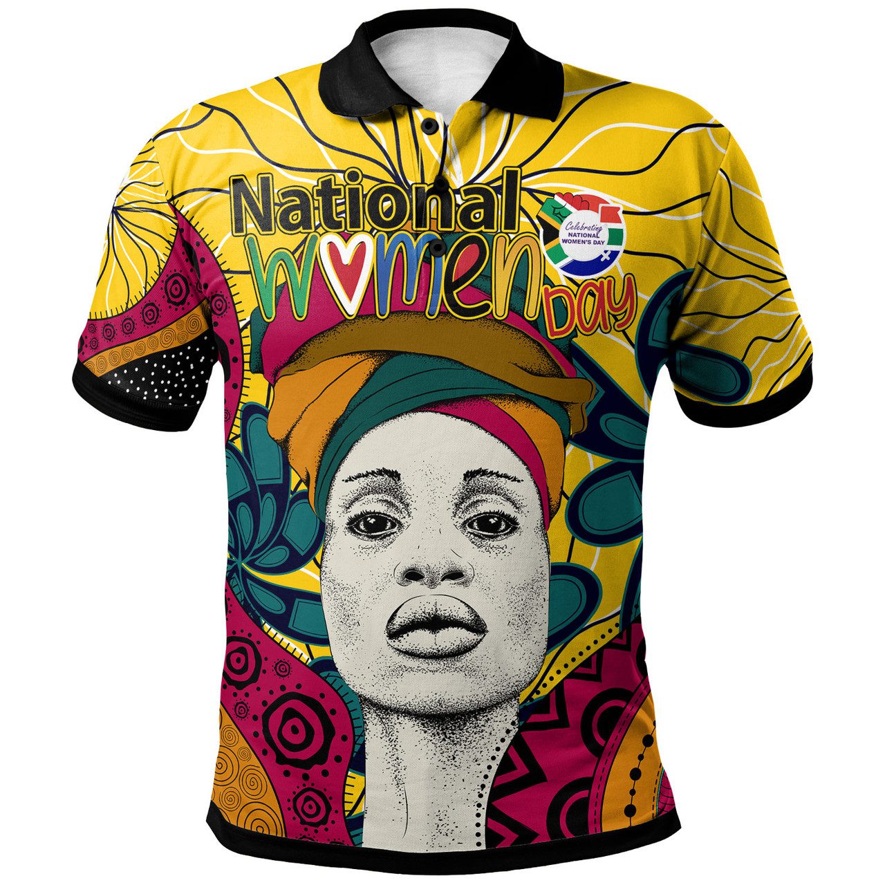 South Africa National Women’s Day Polo Shirt – Happy National Women’s Day With African Patterns Polo Shirt