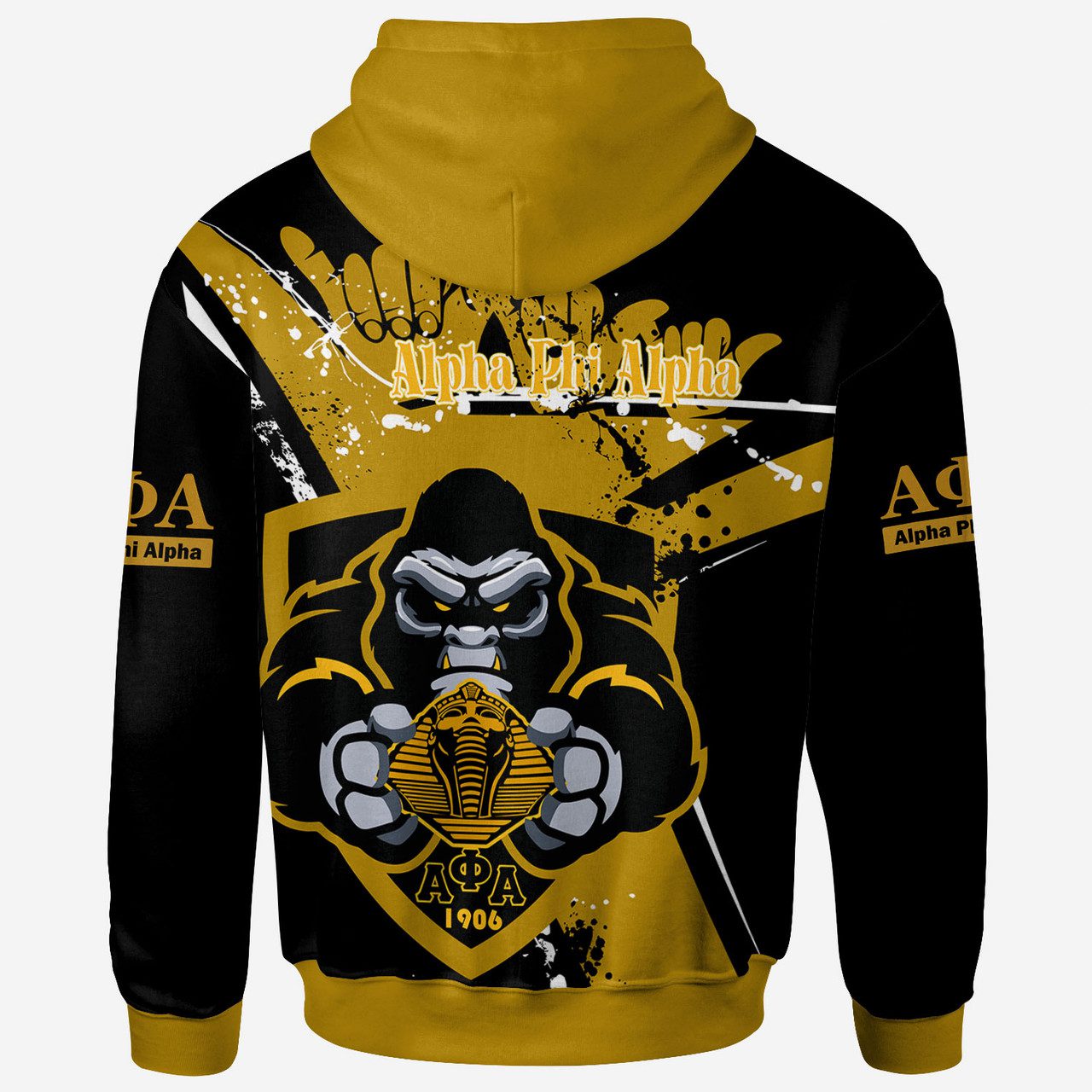 Alpha Phi Alpha Hoodie – Custom Gorilla Fraternity With Hand Sign And Sphinx Splash Style