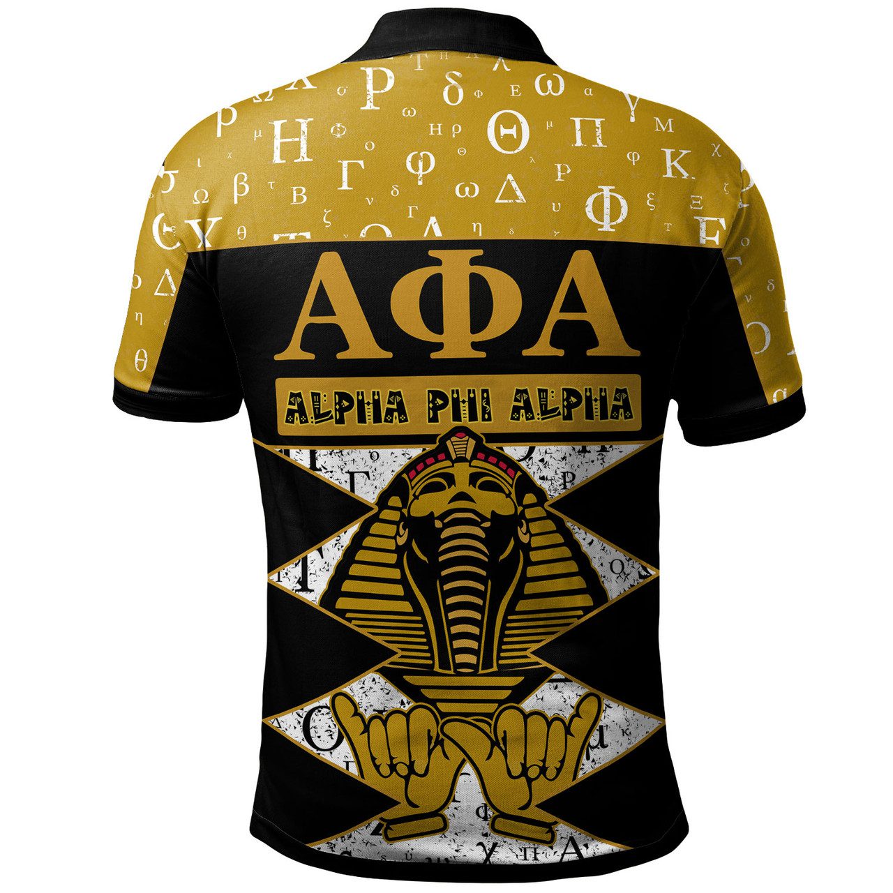 Alpha Phi Alpha Polo Shirt – Custom Alpha Phi Alpha Fraternity Greek Alphabet With Hand Sign And Sphinx Polo Shirt