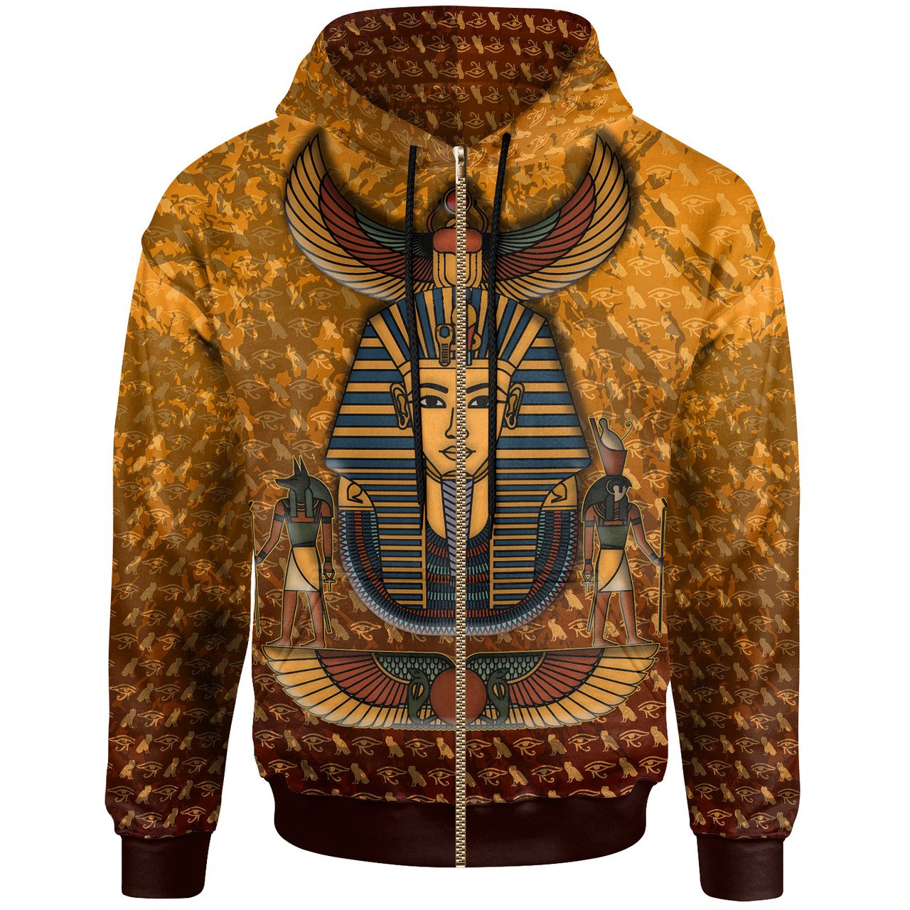 Egyptian Hoodie – Custom Pharaon Anubis And Horus Egyptian Pattern