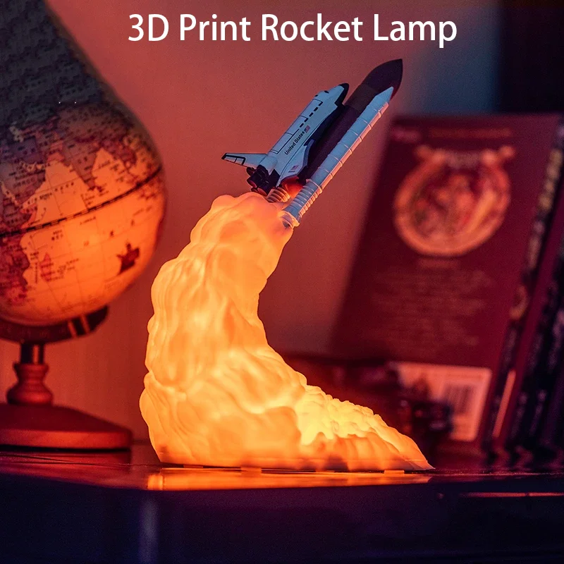 3D Print Space Shuttle LED Night Light Bedside Desk Lamp USB Rechargeable Night Lamp Christmas Kid Gift Room Decor Ambient Light NTD