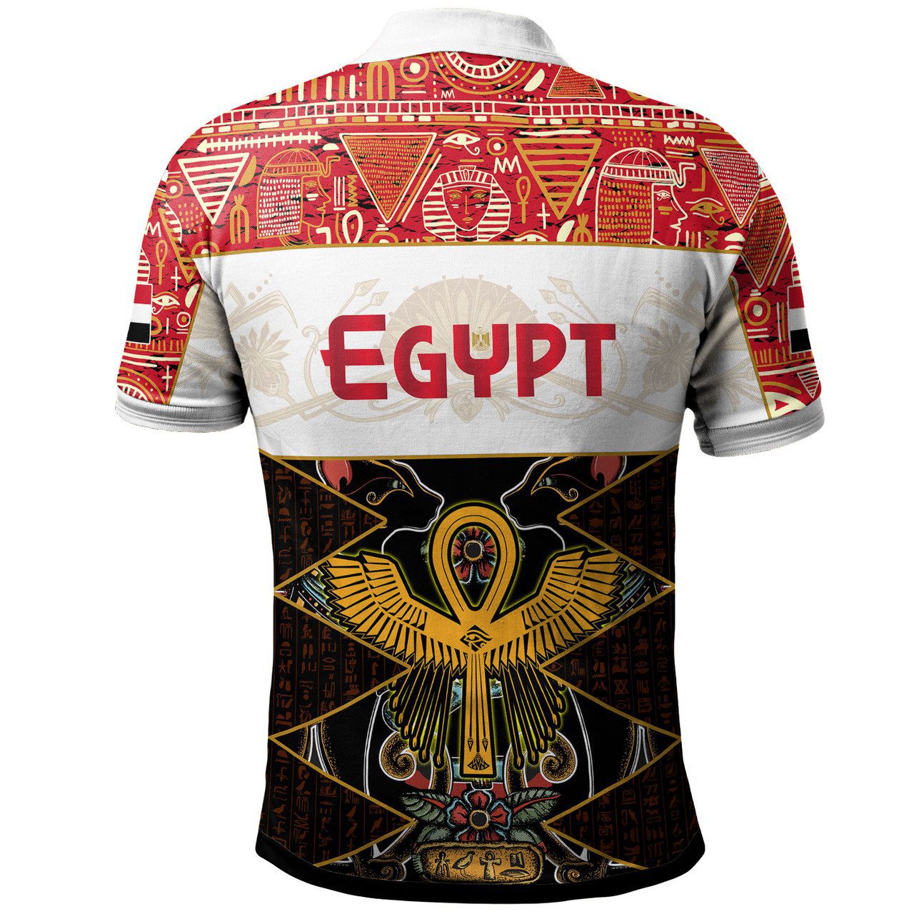 Egypt Polo Shirt – Egypt Revolution Day With Egyptian Ankh, Sacred Black Cat And Ancient Hieroglyphs Polo Shirt