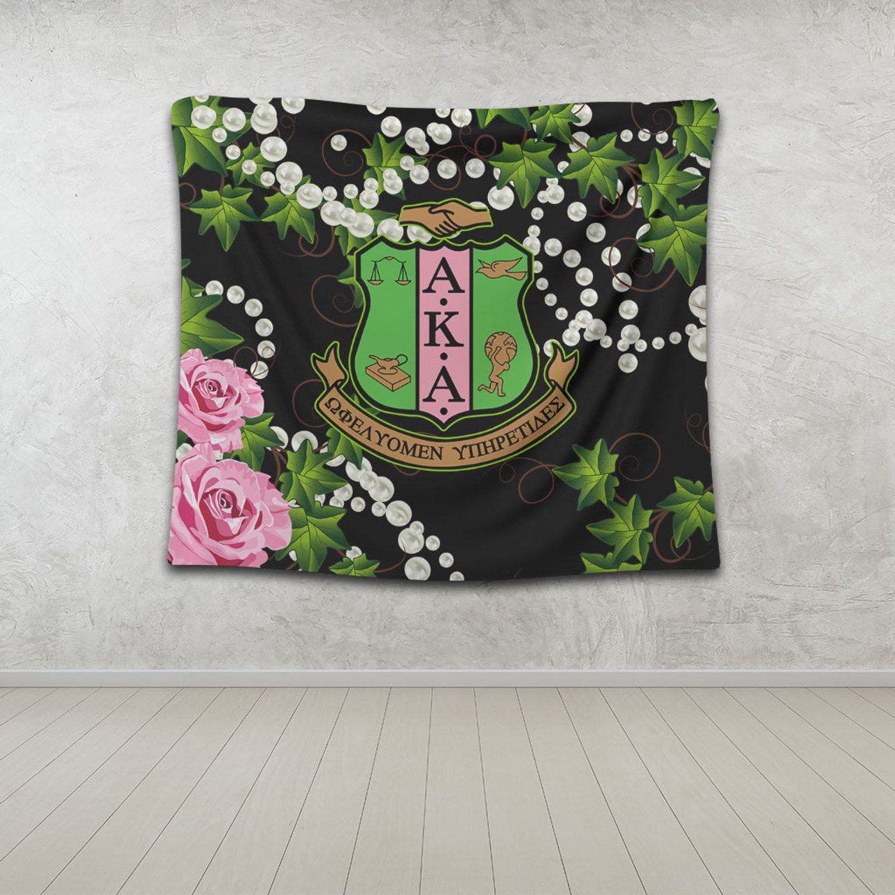 Alpha Kappa Alpha Tapestry Ivy Leaf With Symbols AKA