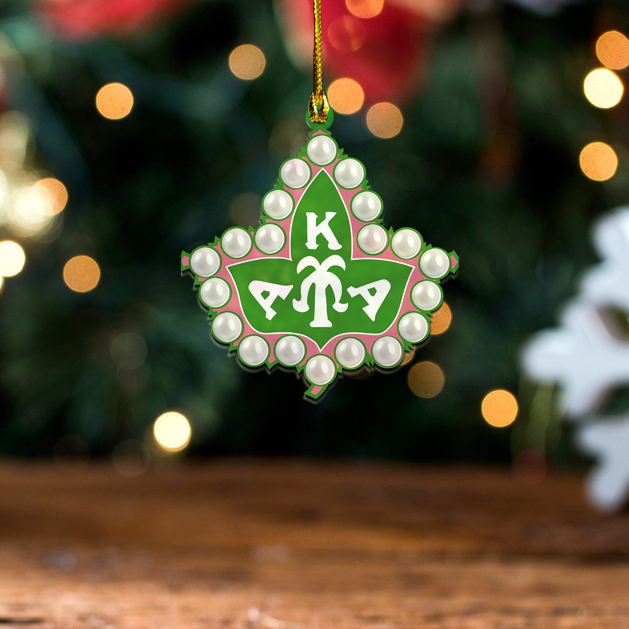 Alpha Kappa Alpha Acrylic Ornament Leaf Pearl