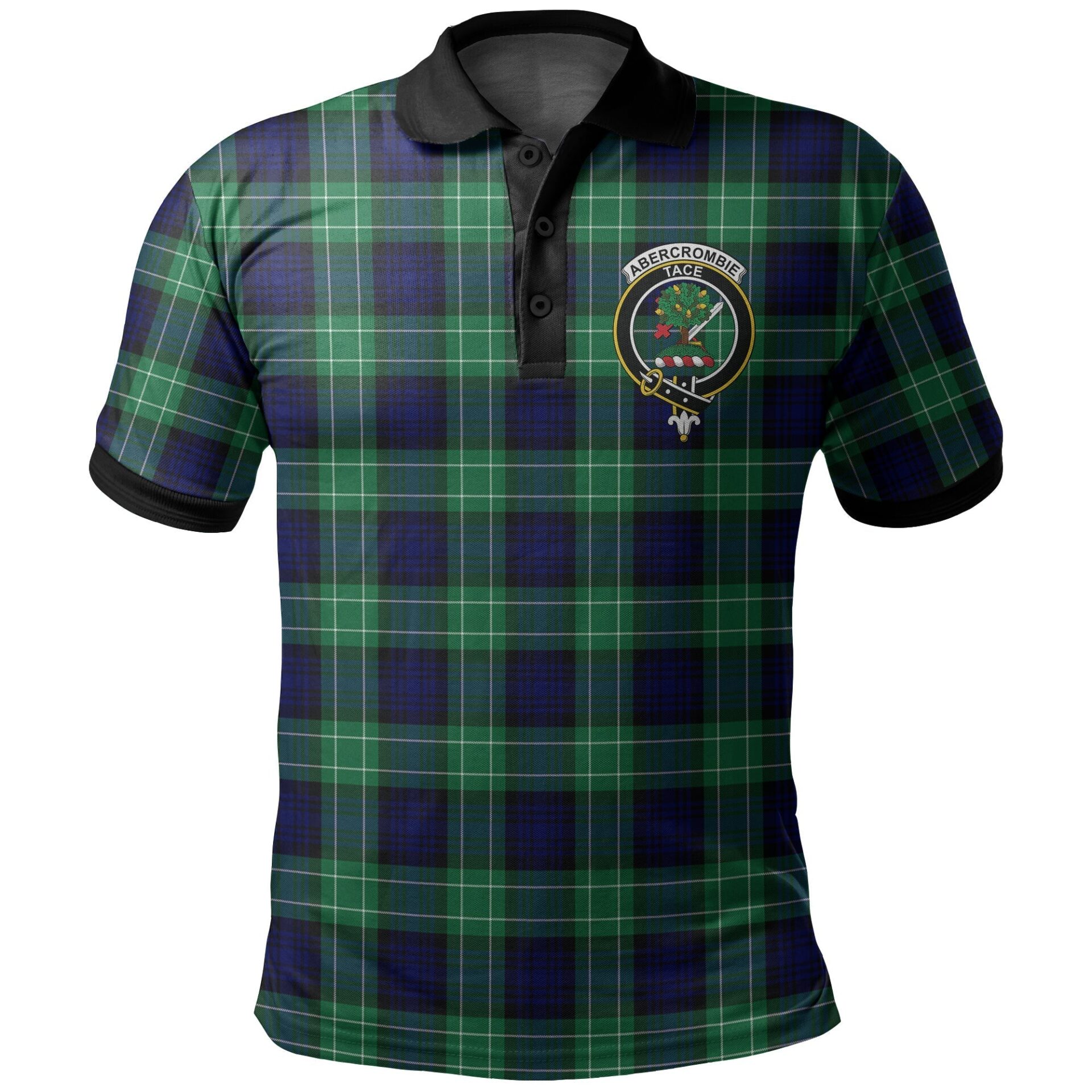 Abercrombie Tartan Crest Polo Shirt Black Neck 2 Style