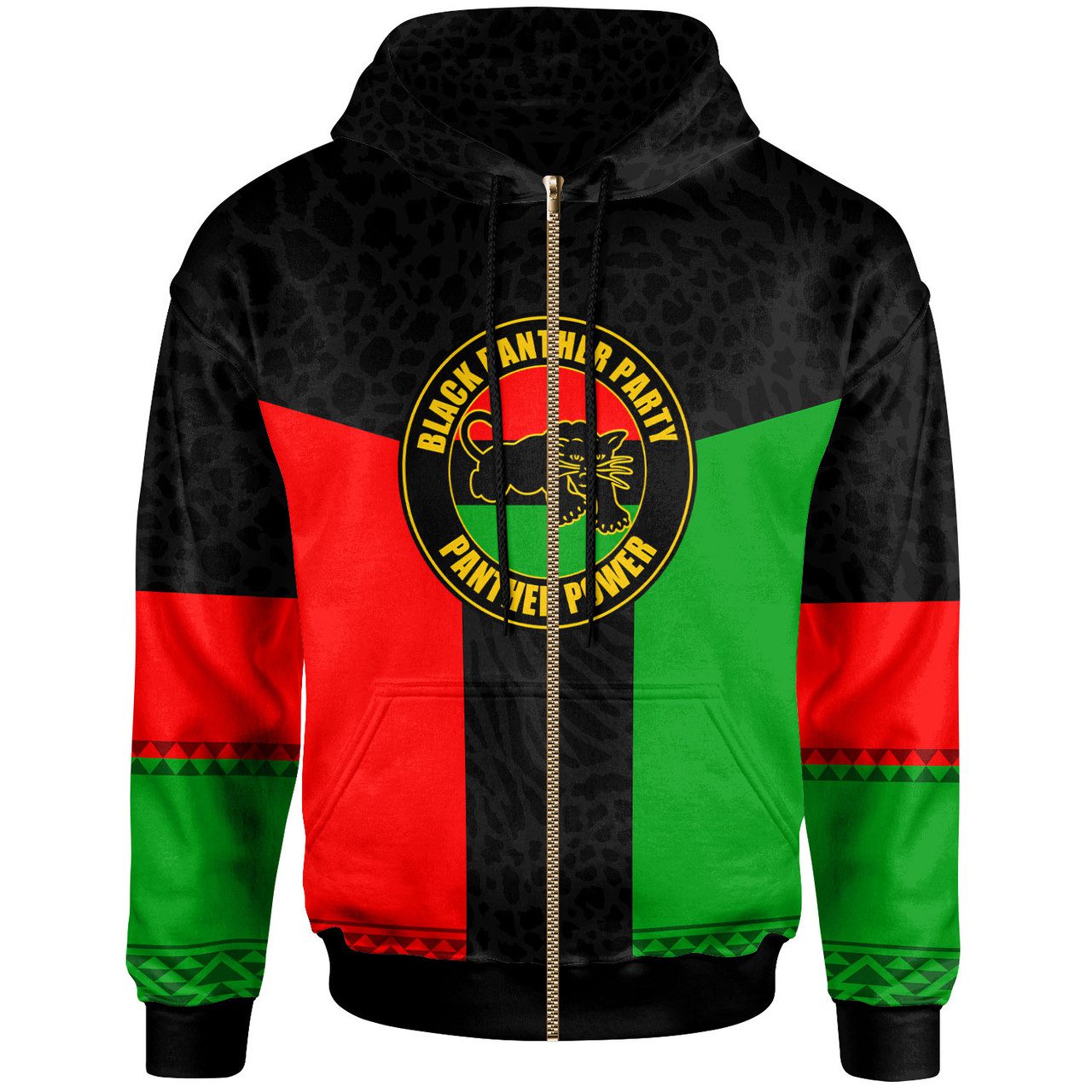 African Hoodie – Africa African Flag With Panther Power Hoodie