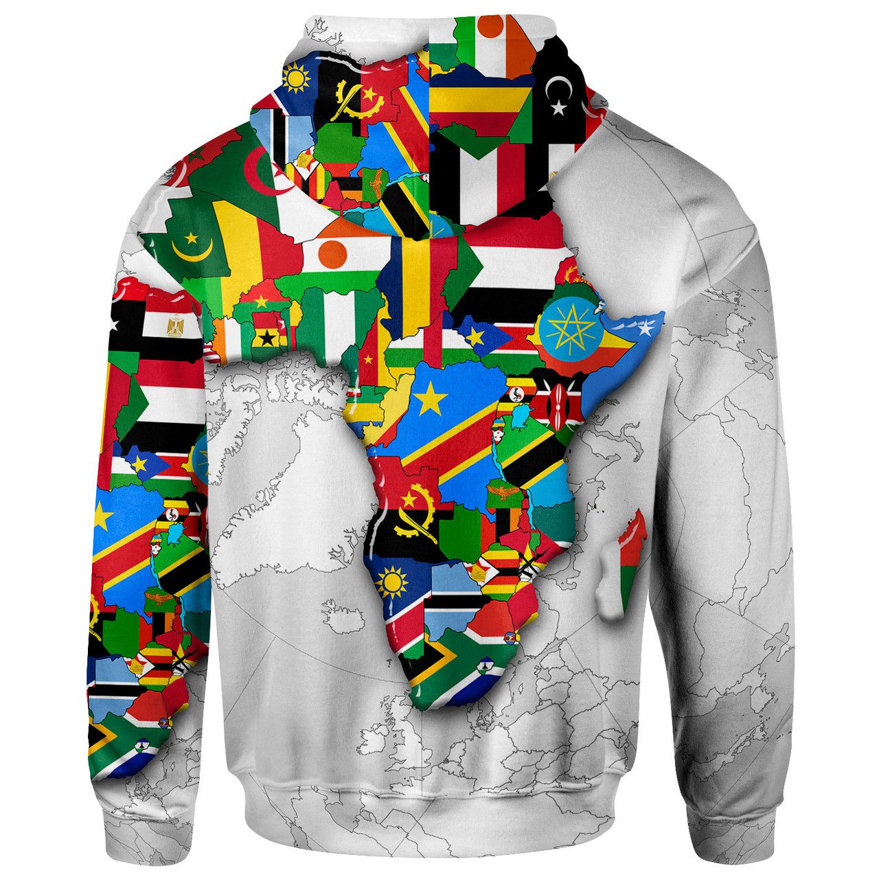 African Hoodie – African Map Flag White Hoodie
