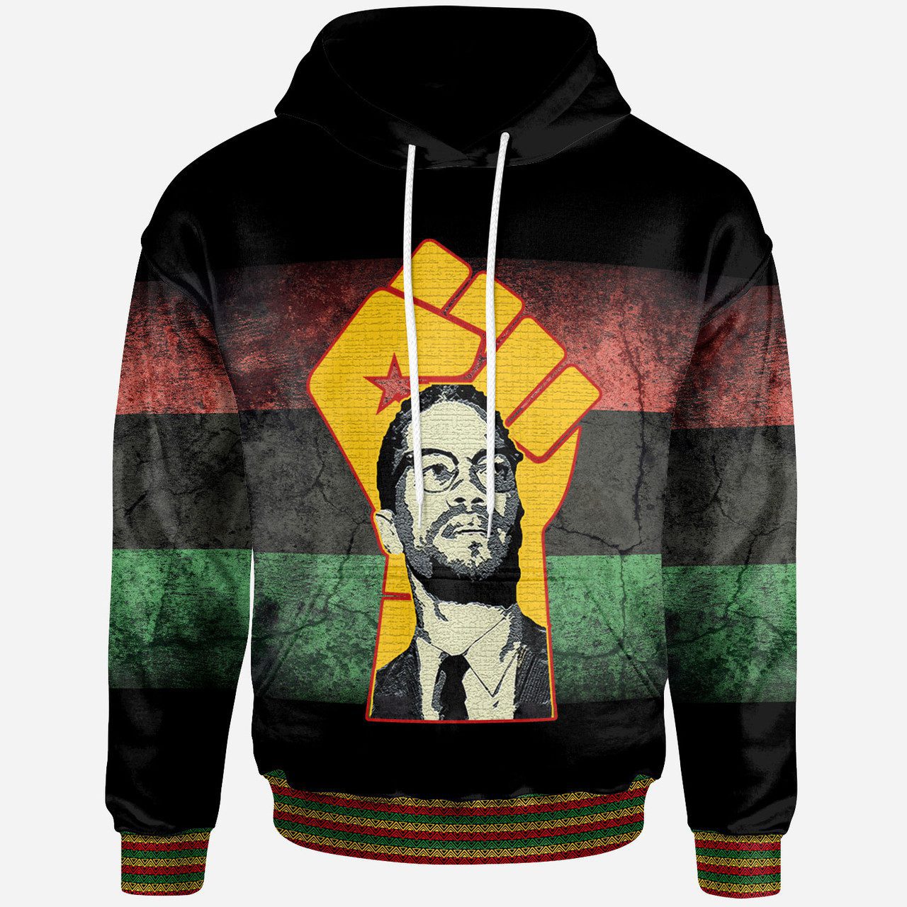 African Hoodie – Pan Africa Malcolm X Power Hand Hoodie