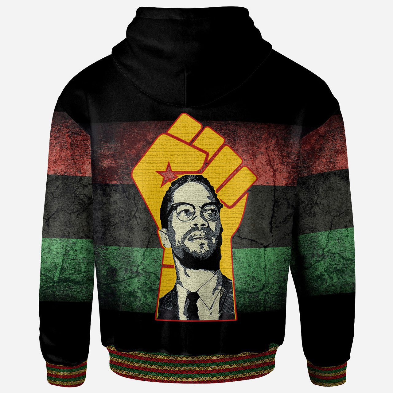 African Hoodie – Pan Africa Malcolm X Power Hand Hoodie