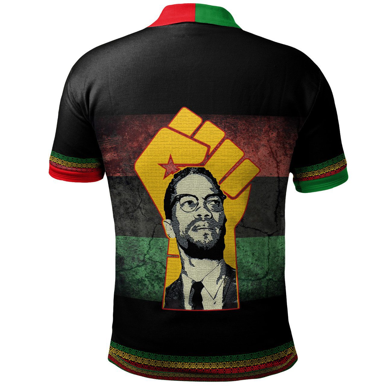 African Polo Shirt – Pan-Africa Malcolm X Power Hand Polo Shirt